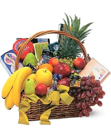 Gourmet Fruit Basket Flower Arrangement