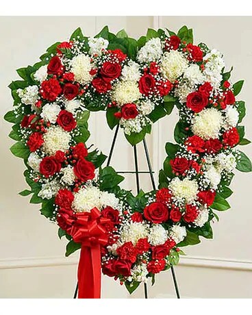 Red And White Open Heart Flower Arrangement