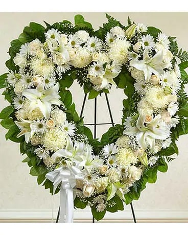 White Standing Open Heart Flower Arrangement