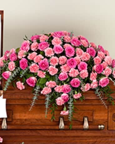 Powerfully Pink Casket Spray Flower Arrangement