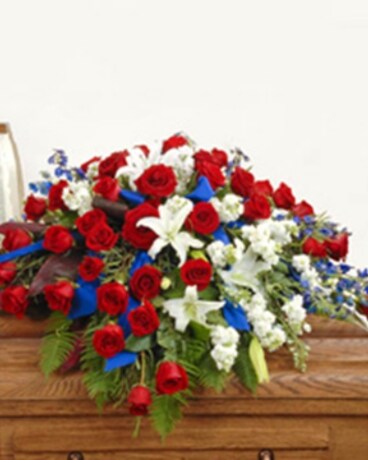 Patriotic Colors Casket Spray Flower Arrangement