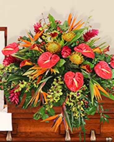 Hot Tropic Casket Spray Flower Arrangement