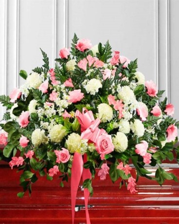 Soft Pastel Casket Spray Flower Arrangement
