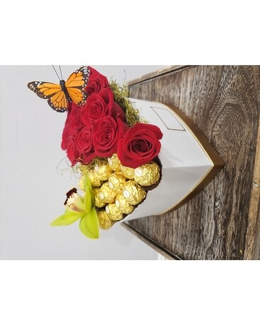 Heart with chocolates Flower Arrangement