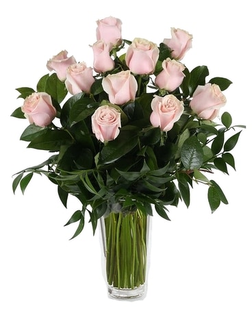 Dozen Pink Roses Flower Arrangement