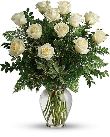 A Dozen White Roses Flower Arrangement