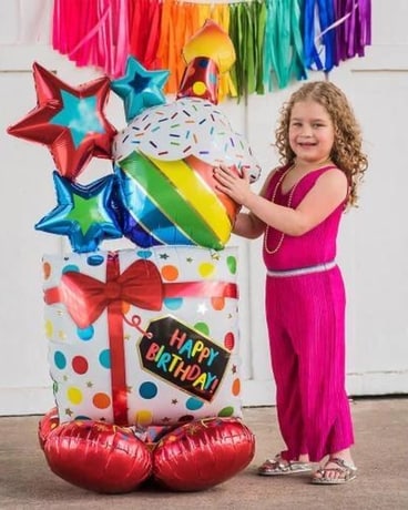 Birthday Mylar Marquee Flower Arrangement