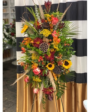 Funeral Spray: Autumn Rusts Flower Arrangement