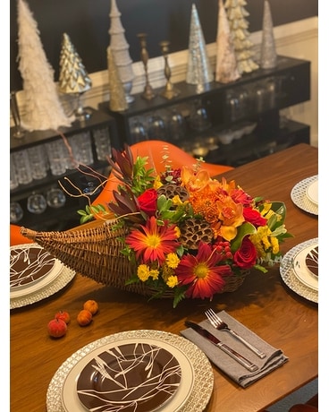 The Cornucopia: a centerpiece Flower Arrangement