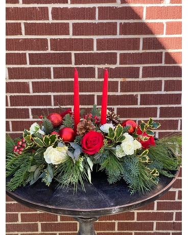 Christmas Traditions Centerpiece Flower Arrangement