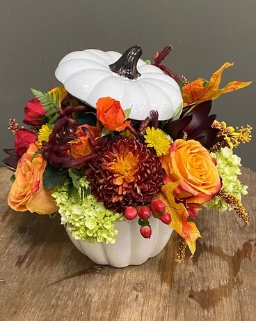 The White Pumpkin Flower Arrangement