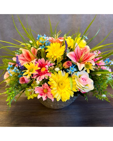 Blooming Girls Silk Domed Centerpiece Flower Arrangement