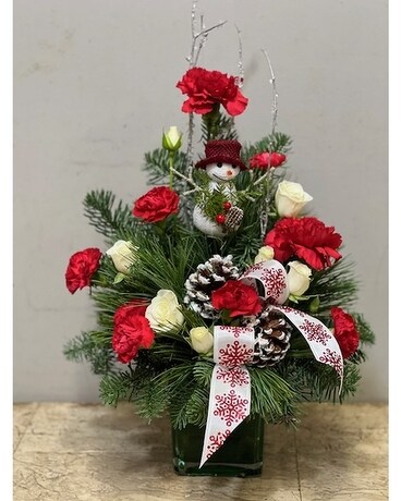 Snowman Christmas Flower Arrangement
