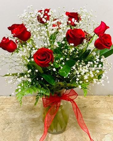 Dozen Medium Stemmed Red Roses Flower Arrangement