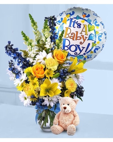 Baby Boy Surprise Flower Arrangement