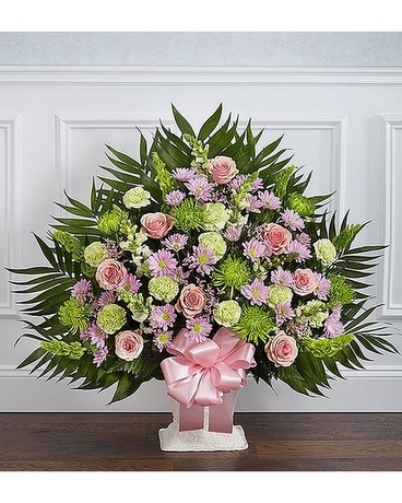 Pastel End Basket Funeral Arrangement