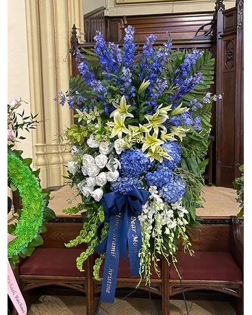 Blue Tropical Square Funeral Arrangement