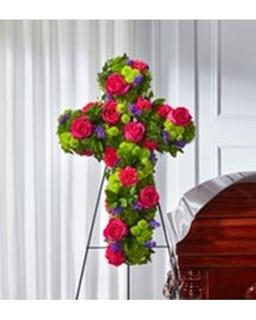 Rose Tribute Cross Funeral Arrangement