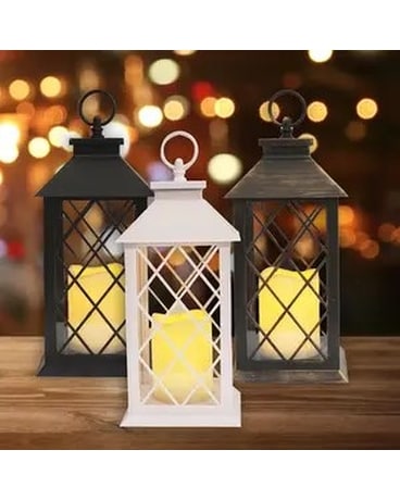 A Cheerful Giver LED Lantern Flower Arrangement
