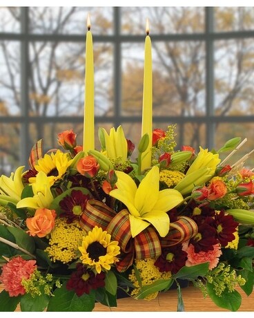 Deluxe Two Candle Centerpiece Flower Arrangement