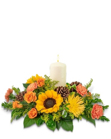 Prosperous Persimmon Centerpiece Flower Arrangement