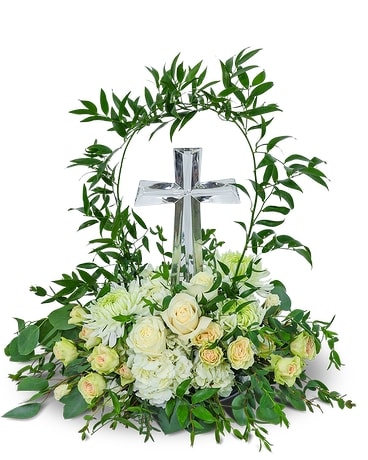 Shelter My Love with Crystal Cross Keepsake in Fort Dodge IA