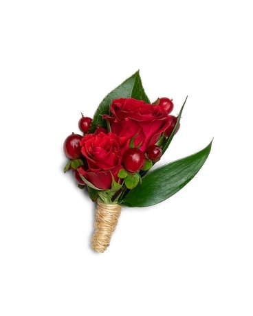 Crimson Boutonniere Flower Arrangement