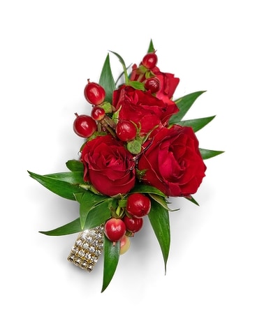 Crimson Corsage Flower Arrangement