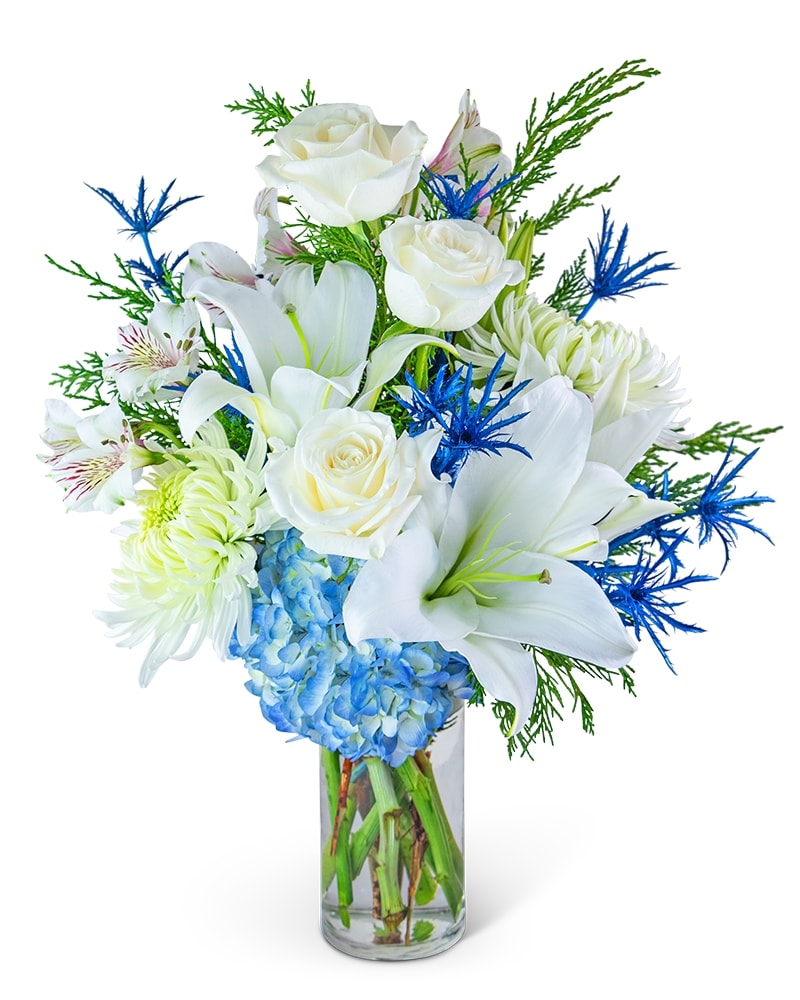  フラワーベース ホワイト/ブルー skusku12230867.jpg