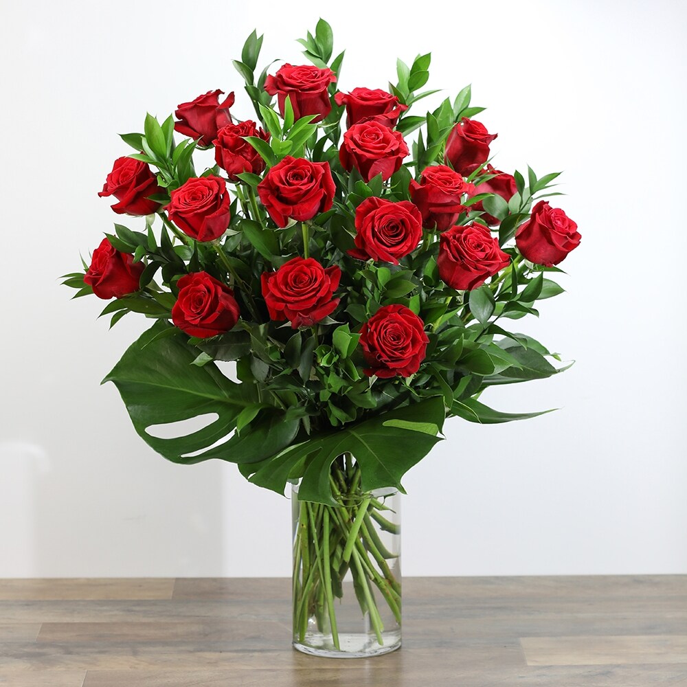 Red Roses with Modern Foliage (18) in Troy OH - Trojan Florist & Gifts