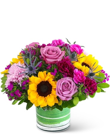 Luxe Amethyst Sunshine Flower Arrangement