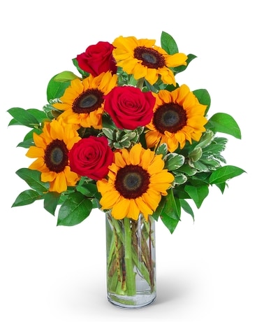 Rosy Sunflowers Flower Arrangement