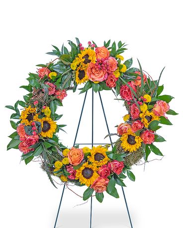 Sunset Reflections Wreath Flower Arrangement