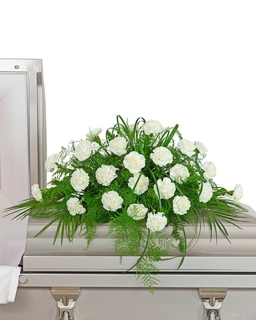 White Divinity Casket Spray Flower Arrangement