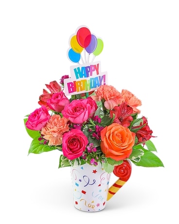 Mug of Celebration Flower Arrangement