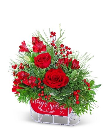Merry Little Sleigh Ride Flower Arrangement