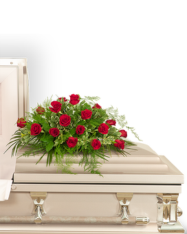 18 Red Roses Casket Spray Flower Arrangement