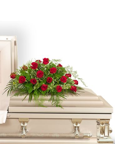 18 Red Roses Casket Spray Flower Arrangement