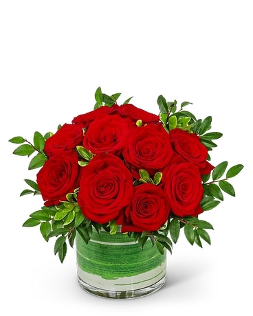 One Dozen Rosy Posy Red Roses Flower Arrangement