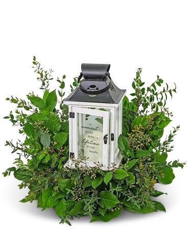 Light in the Shadows Lantern Flower Arrangement