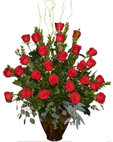 Large Roses Vase Flower Arrangement