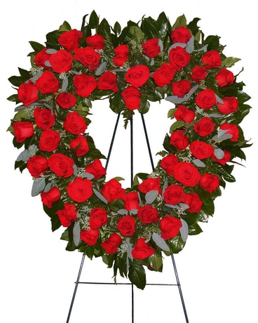 Roses Heart Easel Flower Arrangement