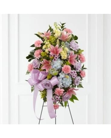 Easel Spray of Mixed Pastels Flower Arrangement