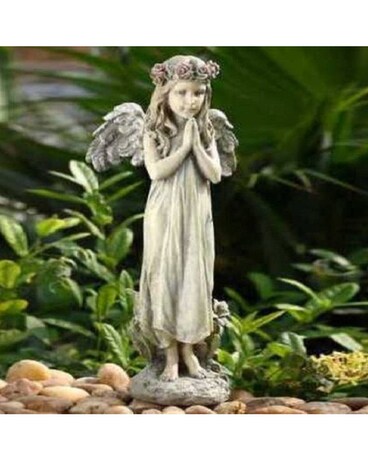 Praying Angel Statue Flower Arrangement
