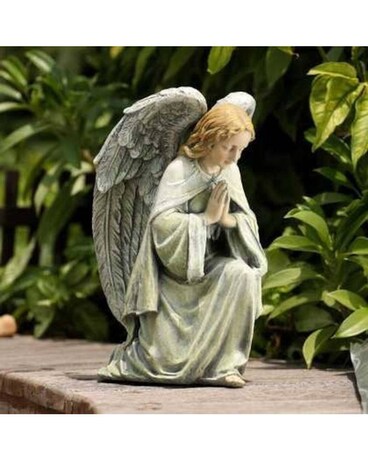 Kneeling Angel Statue Flower Arrangement