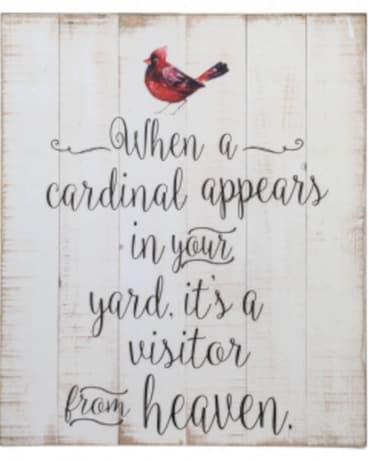 Cardinal Appears Plaque Flower Arrangement