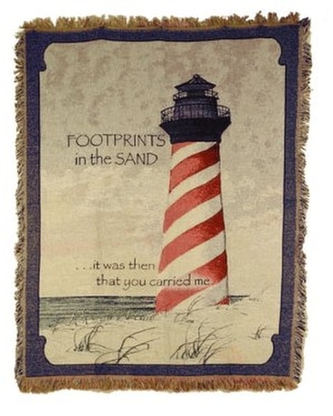Footprints in the Sand Lighthouse Tapestry Throw Flower Arrangement