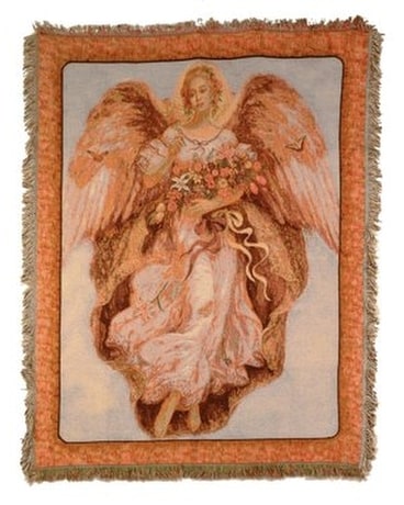 Golden Angel Tapestry Throw Flower Arrangement