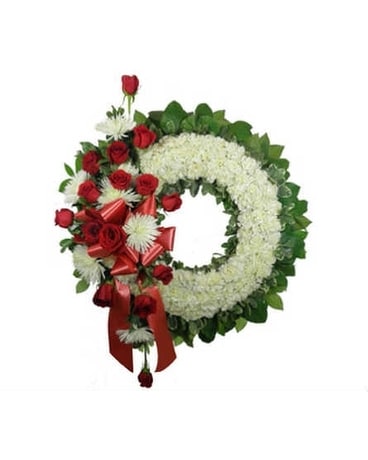 Signature Carnation and Rose Wreath Flower Arrangement