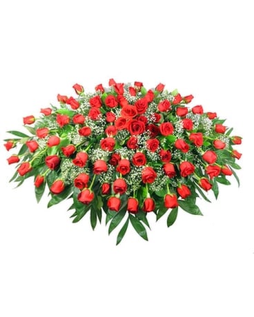 Red Rose Casket Spray Flower Arrangement